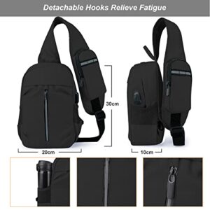 Donason Sling Backpack Crossbody Men Outdoor Travel Hiking Anti Theft Pocket Daypack, Small Chest Bag with USB Charging Port