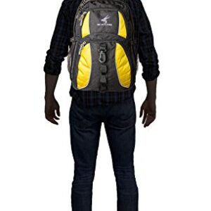 Backpack, (laptop, travel, school or business) Urban Commuter by EXOS (Black with Yellow Trim)