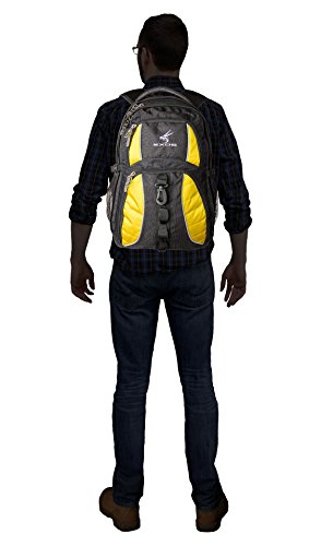 Backpack, (laptop, travel, school or business) Urban Commuter by EXOS (Black with Yellow Trim)