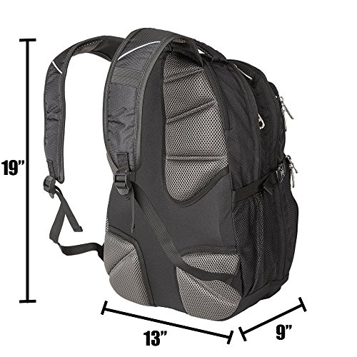 Backpack, (laptop, travel, school or business) Urban Commuter by EXOS (Black with Yellow Trim)