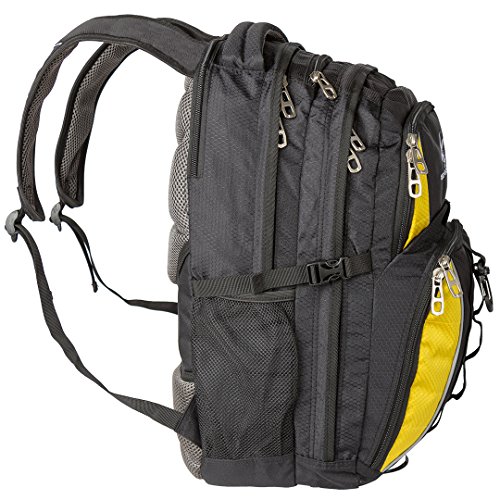 Backpack, (laptop, travel, school or business) Urban Commuter by EXOS (Black with Yellow Trim)