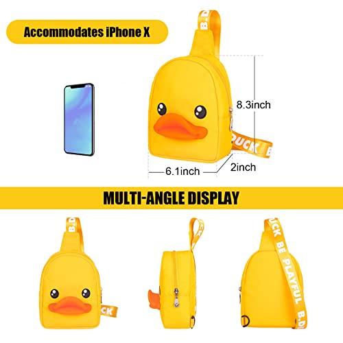 Cartoon Duck Crossbody Chest Backpack - Sturdy Durable Sling Bag Shoulder Bag Multipurpose Chest Bag Adjustable Shoulder Straps Easy Clean Suitable for Daily,Travel,School