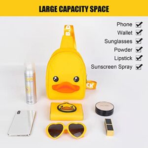 Cartoon Duck Crossbody Chest Backpack - Sturdy Durable Sling Bag Shoulder Bag Multipurpose Chest Bag Adjustable Shoulder Straps Easy Clean Suitable for Daily,Travel,School