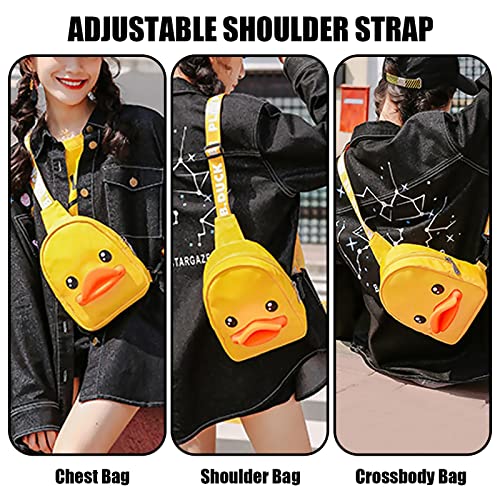 Cartoon Duck Crossbody Chest Backpack - Sturdy Durable Sling Bag Shoulder Bag Multipurpose Chest Bag Adjustable Shoulder Straps Easy Clean Suitable for Daily,Travel,School