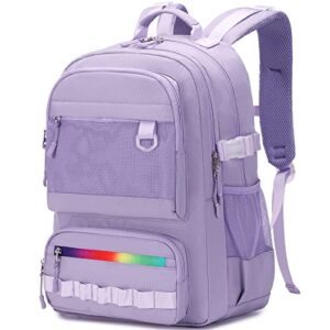 harlang multi-function backpack for teens, laptop backpack fit 15.6 inch, classic bookbag with multi pockets, durable for school & travel & business – purple