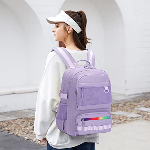 Harlang multi-function Backpack for teens, Laptop Backpack Fit 15.6 Inch, Classic Bookbag with Multi Pockets, Durable for School & Travel & Business - Purple