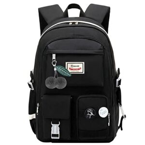 teens girls school backpack travel backpack college laptop backpacks, 18 inch durable water resistant bookbags for boys girls students women (black)