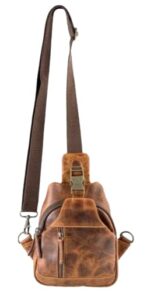 fashut vintage leather cross body sling bag for men and women with multi-pockets designer handbag | perfect cycling hiking travel purpose | size- medium | colour- tan