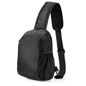 sling crossbody bag pack for men and women, lightweight shoulder bag, black one strap backpack, small side bags for hiking, camping, and commuting.