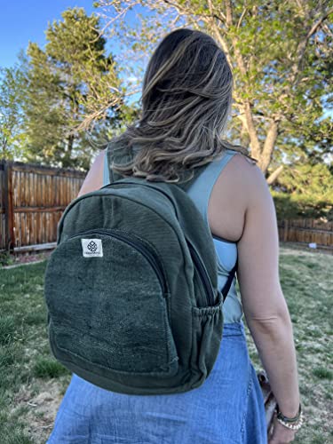 Mini Hemp Backpack Bag - Eco Friendly Durable Green by Freakmandu