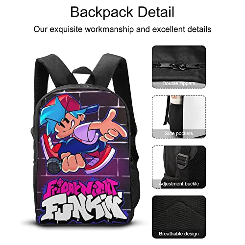 mfiwena Cool 17'' Game Backpack, Casual Bookbag with Adjustable Strap Multifunction Large Capacity Laptop Bag for Boys and Girls