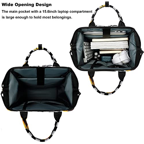 Laptop Backpack for Women, 15.6 inch College School Backpacks Bookbag for Work/School/Travel/Business (Checkered Sunflower)