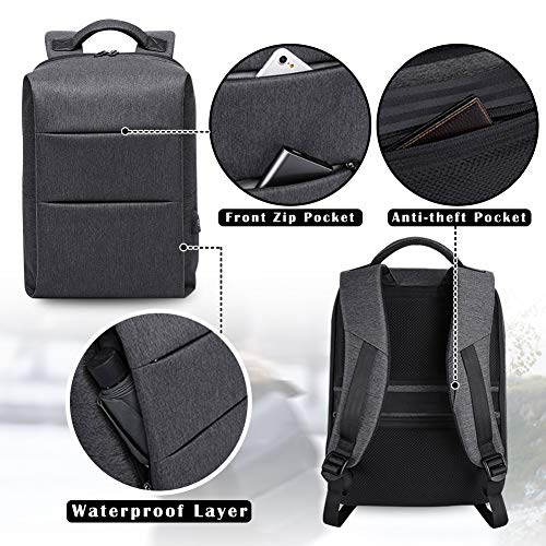 JUMO CYLY Anti-Theft 17inch Business Laptop Backpacks with USB, Water Resistant College School Backpack Fits 15.6 Inch Laptop