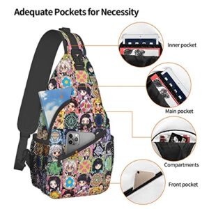 Anime Crossbody Sling Backpack Lattice Sling Bag Travel Hiking Chest Bag Daypack For Purses Shoulder Bag Women Men'S