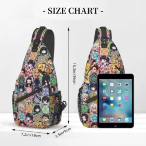 Anime Crossbody Sling Backpack Lattice Sling Bag Travel Hiking Chest Bag Daypack For Purses Shoulder Bag Women Men'S