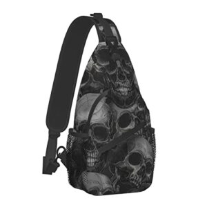 cool skull crossbody sling backpack for men women,shoulder chest daypack bag for travel hiking