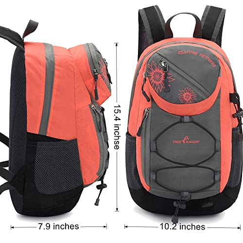 Bseash 20L Waterproof Outdoor Sport Hiking Backpack,Small Size Lightweight Travel Daypack for Kids Boys Girls Cycling Camping (Orange Pink)