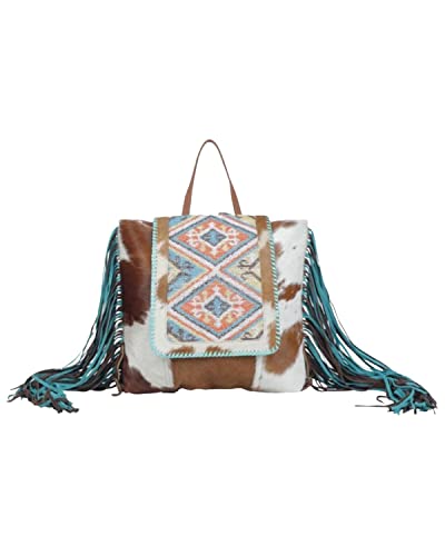 Myra Bag Women's Southwestern Hair-On Hide Fringe Backpack Multi One Size