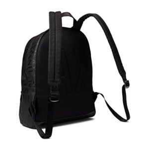 A|X Armani Exchange Men's Allover Logo Eco-Leather Backpack, Black Olivine, OS