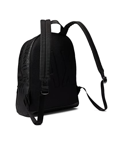 A|X Armani Exchange Men's Allover Logo Eco-Leather Backpack, Black Olivine, OS