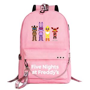 mayooni students large backpack canvas bookbag for boys,girls-five nights at freddy’s schoolbag with usb charging port