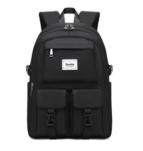 teecho stylish laptop backpack for men and women roomy rucksack for travel black