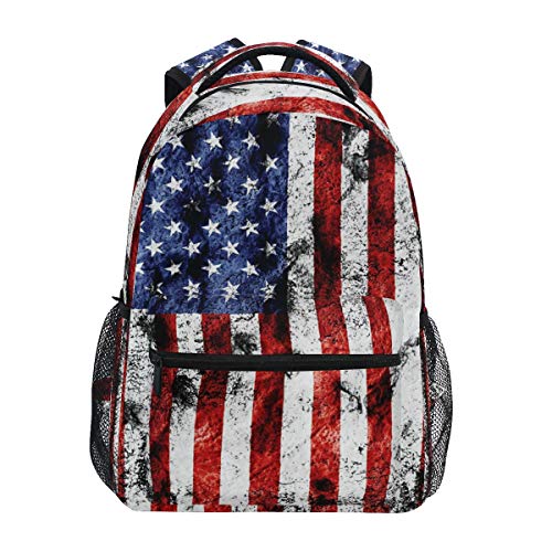 American Flag Print Backpack Patriotic USA School Bookbag for Boys Girls Computer Backpacks Book Bag Travel Hiking Camping Daypack