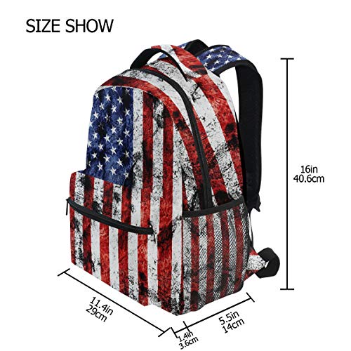 American Flag Print Backpack Patriotic USA School Bookbag for Boys Girls Computer Backpacks Book Bag Travel Hiking Camping Daypack