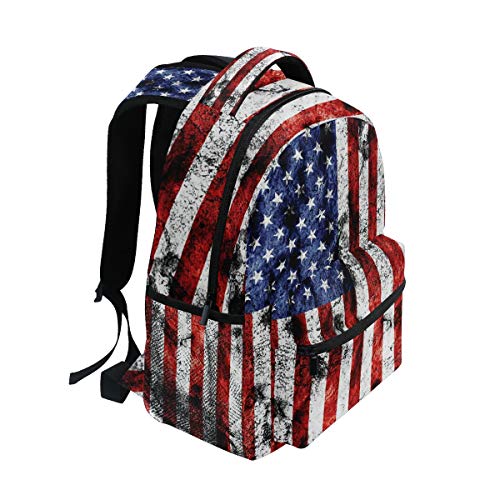 American Flag Print Backpack Patriotic USA School Bookbag for Boys Girls Computer Backpacks Book Bag Travel Hiking Camping Daypack