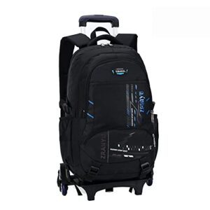 voici et voila large trolley schoolbag rolling laptop wheeled backpack with wheels for boys college school rucksack men’s backpack teens blue