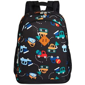 jinberyl 15 inch toddler backpack boys, kids backpack for preschool or kindergarten, cartoon truck black