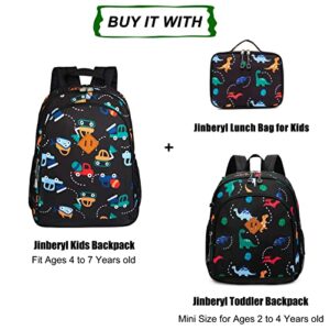 JinBeryl 15 Inch Toddler Backpack Boys, Kids Backpack for Preschool or Kindergarten, Cartoon Truck Black