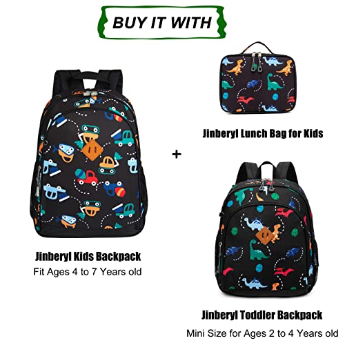 JinBeryl 15 Inch Toddler Backpack Boys, Kids Backpack for Preschool or Kindergarten, Cartoon Truck Black