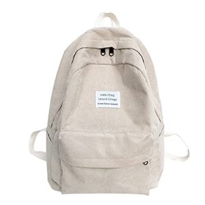 casual school corduroy backpack travel daypack capacity book bag laptop bag for women girls teenage, khaki