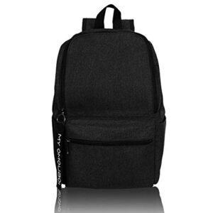 omouboi small causal daypack travel laptop backpack fits 14″ laptop school backack for women men (black)