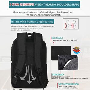 AOPUN Laptop Backpack Travel Business Waterproof Backpack with USB Charging Port, Suitable for Travel, Camping, School, Business (Black)