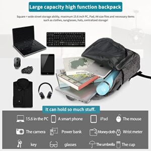 AOPUN Laptop Backpack Travel Business Waterproof Backpack with USB Charging Port, Suitable for Travel, Camping, School, Business (Black)