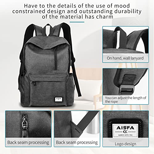 AOPUN Laptop Backpack Travel Business Waterproof Backpack with USB Charging Port, Suitable for Travel, Camping, School, Business (Black)