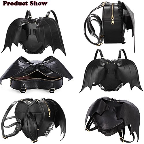 Makerfire Novelty Black Bat Wings Backpack Wing Gothic Goth Punk Lace Lolita Bag