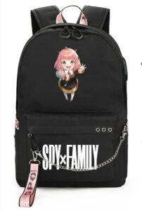 spirtude spy x family backpack for school anya forger bookbag anime backpacks with usb charging port, 17inch (b)