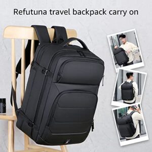 32L Travel Laptop Backpack 16 Inch Carry On Suitcase Backpack Flight Approved, Water Resistant Large Expandable Luggage Backpack for Men Women with USB Charging Port, Black