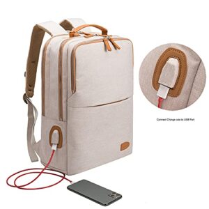 NOBLEMAN Backpack For man and women, Travel Bag Business Computer Backpacks Laptop Backpack, Waterproof School Backpack, Daypack, USB (Beige plus) with Organizer case bag