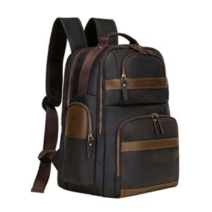 ubant leather backpack for men,15.6″ laptop backpack large capacity vintage casual travel business work computer bag outdoor weekend daypacks (dark brown)
