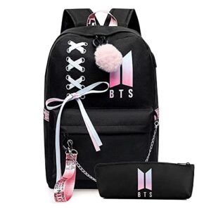 alikpop usb backpack jimin suga jin taehyung v jungkook korean casual backpack daypack laptop bag college bag book bag school bag with pencil bag