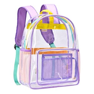 byxepa clear backpack heavy duty 17in tpu see through transparent backpack with reinforced strap & large capacity for girls women school college workplace security – lavender