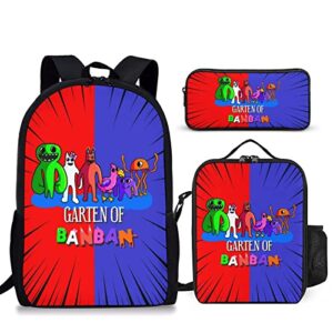 kwuxahu garten of banban backpack 3pcs laptop backpack with lunch box and pencil case lightweight daypack boys girls