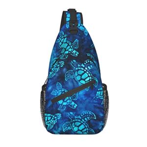 sling backpack,crossbody sling bag for men women travel hiking daypacks pattern rope chest shoulder daypack (sea turtle)
