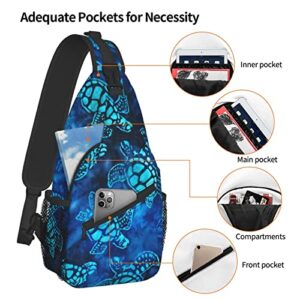 Sling Backpack,Crossbody Sling Bag For Men Women Travel Hiking Daypacks Pattern Rope Chest Shoulder Daypack (Sea Turtle)