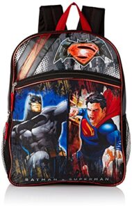 warner brothers boys’ batman vs. superman backpack bundle, grey/black, 16″ x 12″ x 5″