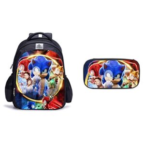 WZYP Kids Hedgehog Cartoon Black Backpack,Anime Travel Duffel